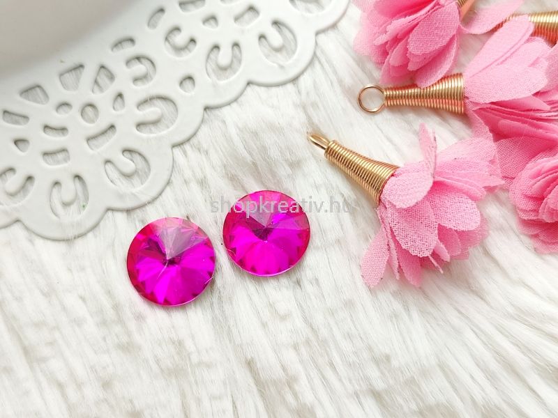 Pink rivoli cabochon kpos htlappal 14mm