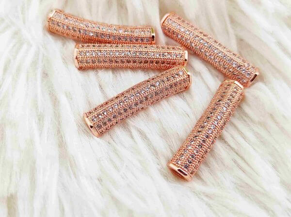  Rose gold cirknia strasszos cs kztes gyngy 26x5mm